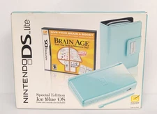 FACTORY SEALED Nintendo DS Lite Special Edition Ice Blue w/ Brain Age *Box Dents