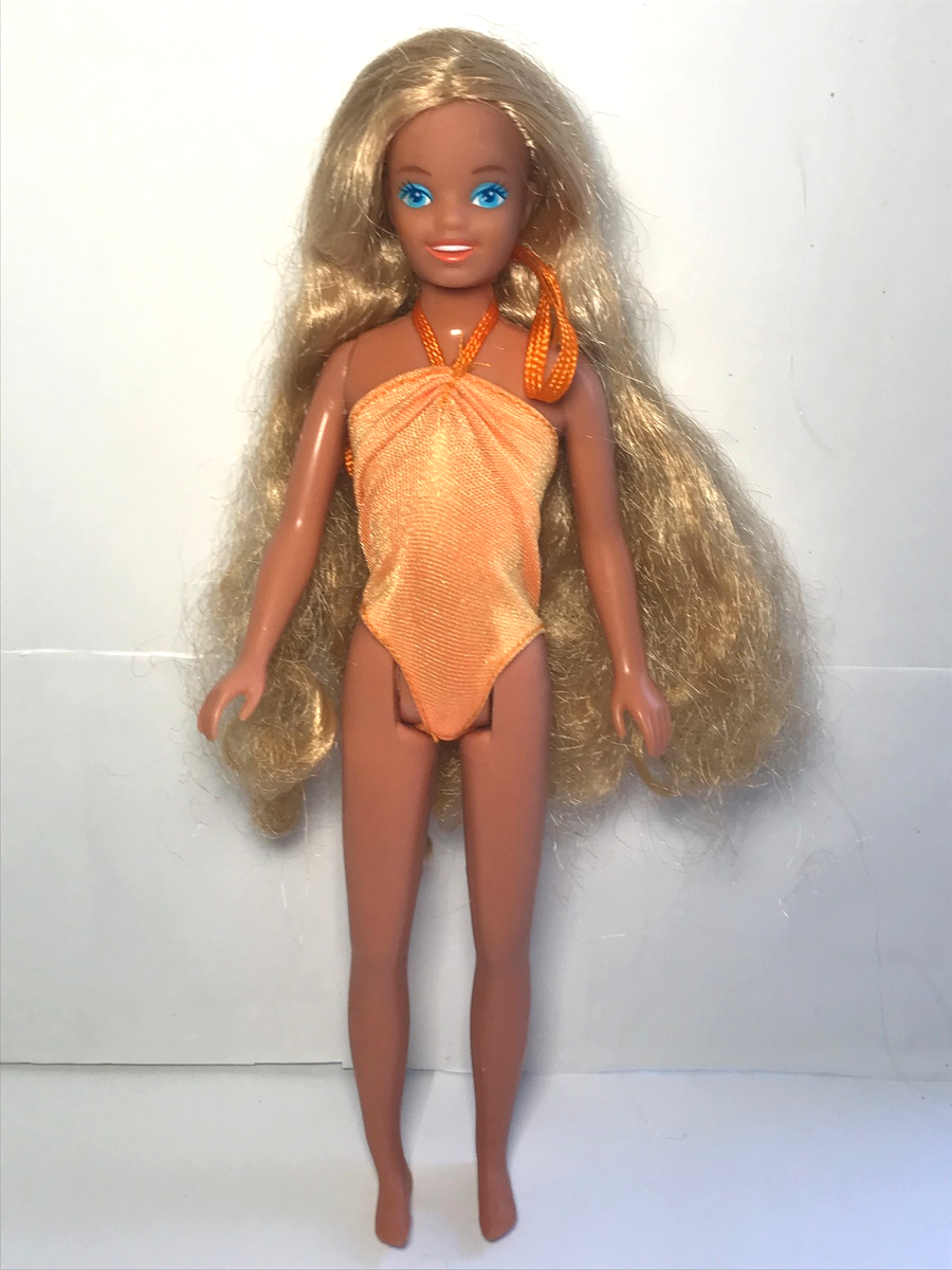 Vintage 1987 Island Fun Skipper Barbie Doll #4064 Orange Swimsuit