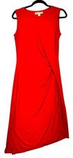 Michael Kors Womens Tomato Red Sleeveless Asymmetrical Dress Size M