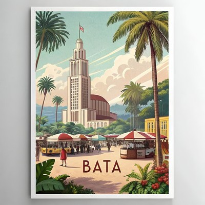 Bata Equatorial Guinea - Vibrant Cityscape Travel Poster Art Print_moreDetail_4k