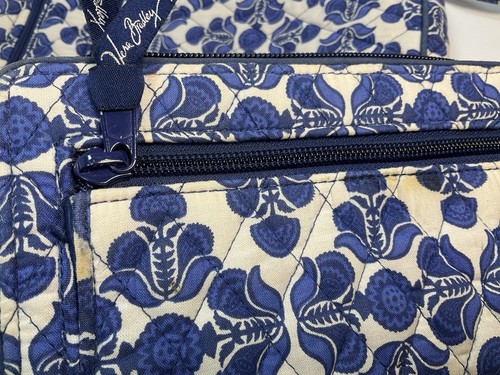 Vera Bradley Triple Zip Crossbody Bag, Wallet, Cobalt Tile Pattern - Picture 8 of 15