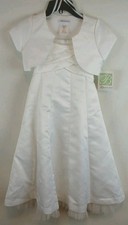 Bonnie Jean Solid White Tea Length Dress and Shrug Kid's/ Girl's Sz 7 Polyester