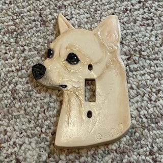 Chihuahua Dog Head Ceramic Hand Painted Gloss Single Toggle Wall Plate Cover