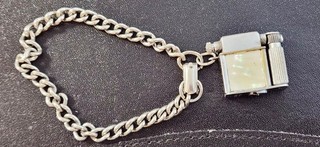 Vintage Tiny Miniature lighter on a heavy chain. Made in Occupied Japan