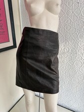 vintage North Beach leather Michael Hoban brown mini skirt 1990s size 4 designer