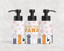 Wash Your Paws Soap Dispenser: Stainless Steel Bathroom Decor, 2 Pump Choices