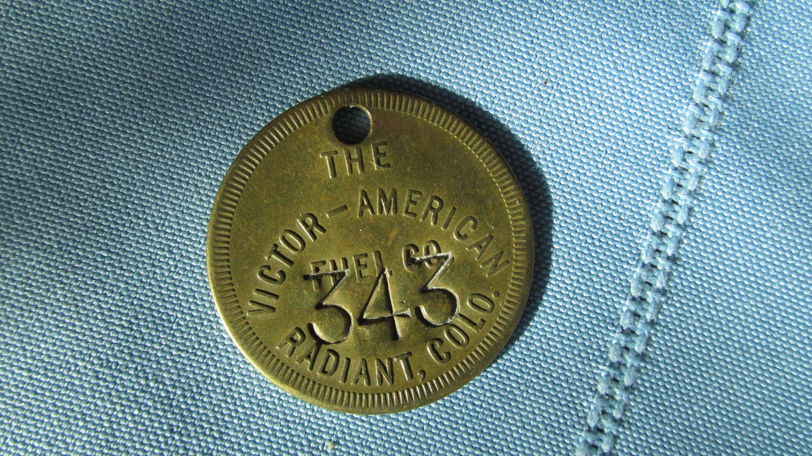1900's Radiant Colorado Victor American Fuel Company Miners Brass ID Tag