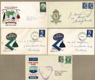 Australia 1954 1962 FDC Cover lot x5 inc Cocos Is Flight FFC