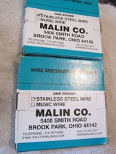 Lot of 2 Malin Co stainless steel wire, 1 lb boxes .018 Part 30956 30949