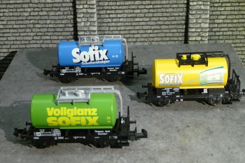 Spur N Trix 13813 13 812 13811 Kesselwagen  Sofix  gelb grün blau 3er Set | Condition: Gebraucht