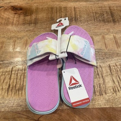 Reebok Size 3 Girls Slides Pink & Purple The Dye NWT