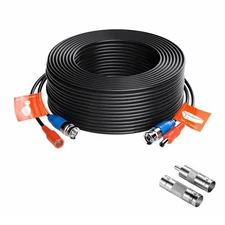 ZOSI CCTV Security Camera BNC Cable 100ft Wire Cord Video Power Cable Black