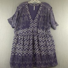 Free People Purple Plum and Silver Love Your Chaos Dress Size Small
