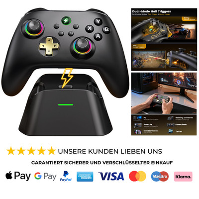 PC Controller mit Hall-Effekt Joysticks Ladestation 1000Hz Wireless