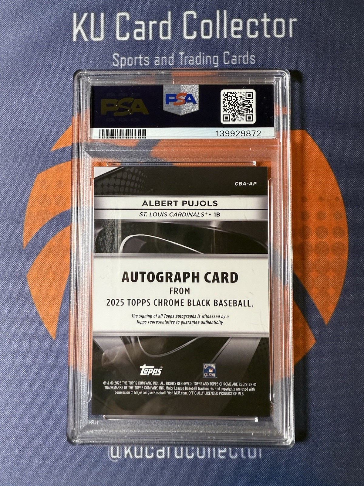 2025 Topps Chrome Black Albert Pujols Gold Refractor Auto /50 PSA 10 POP 2 view 2