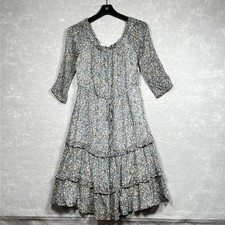 Anthropologie Dress Womens 8 Kira Blue Floral Off-The-Shoulder Peasant Dress