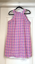 Alice & Trixie Pink Purple Geometric Silk Sleeveless Lined Halter Dress Sz S/M