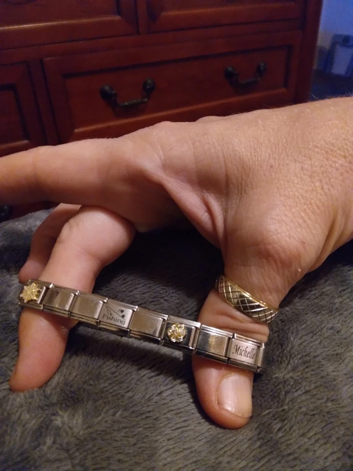 Pulseira e 4 berloques elásticos segmentados italianos Zoppini 19 elos aço inoxidável - Imagem 4 de 4