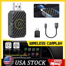 Mini Wireless CarPlay Adapter for Apple, Plug & Play Low Latency Converts Wired