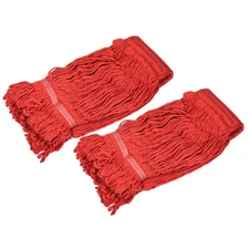 2 x Commercial Mop Heads Replacement 40x27cm Cotton Yarn Red