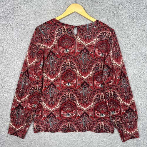 Talbots Merino Wool Sweater Women’s XL Red Paisley Knit Pullover Boho Career - Picture 7 of 12