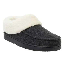 NWT Dreamfoam Women's Faux Fur Lined Slip On Clog Charcoal Size 7-8 $70 2SH061