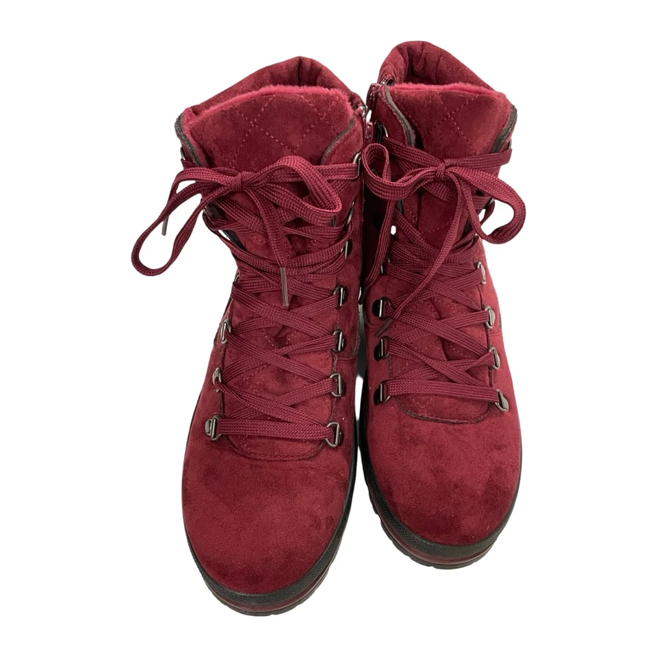 Botas Senderismo Rojo Lona y PVC Suave Superior Suelas Acanaladas Para Mujer Talla 10 EU 41 Foto 4 de 4