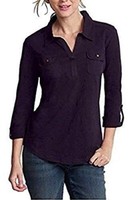 Bluse Polobluse Von Eddie Bauer - Violett Gr. Xs (32) Neu