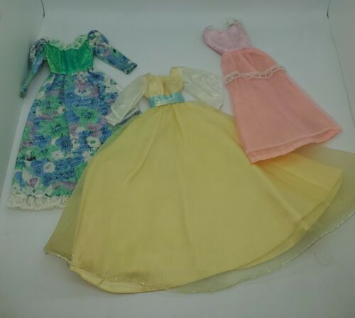 Vintage 80s Clone Barbie Iridescent Yellow Pink Ballgowns Fancy Lot  - Picture 1 of 7
