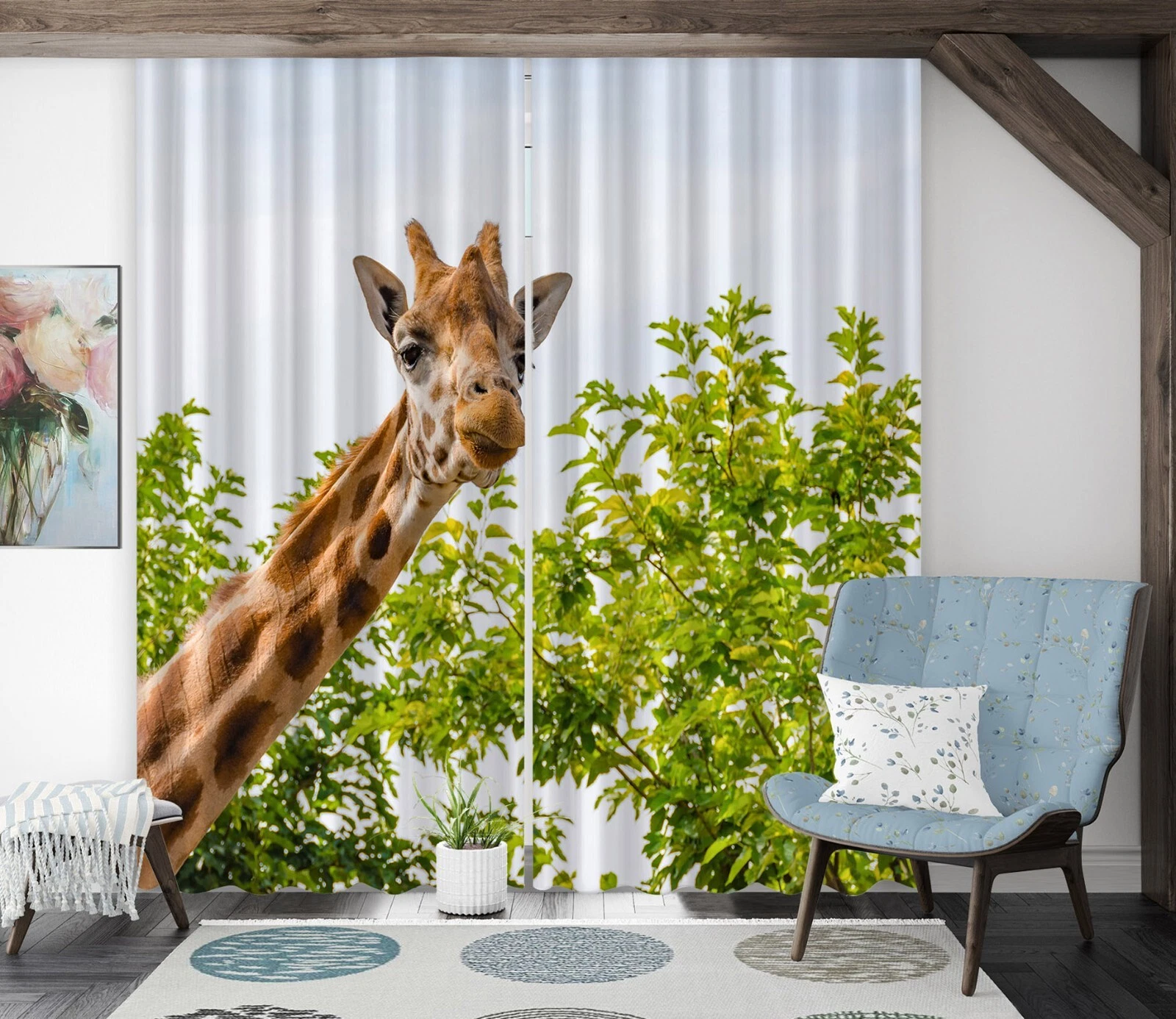 3D Cute Giraffe ZHUB381 Animal Photo Curtain Window Blockout Fabric Vera 2023