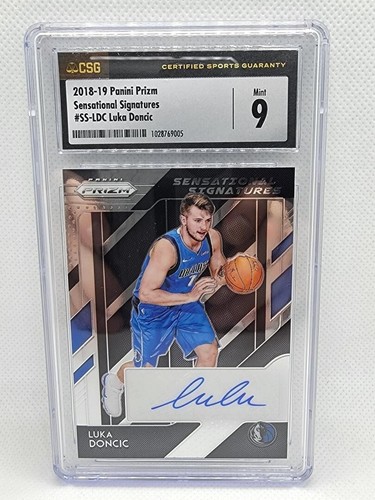 2018-19 Panini Prizm Sensational Signatures Luka Doncic RC Auto CSG 9 Mint