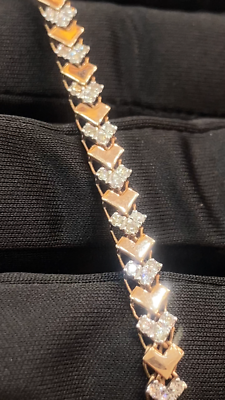 Hallmark 14K Rose Gold 1.43 Carats Round Brilliant Diamonds Link