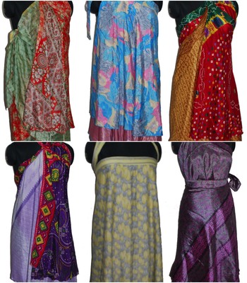 Vintage Sarong Sari Skirt 10 Pcs Plus 
