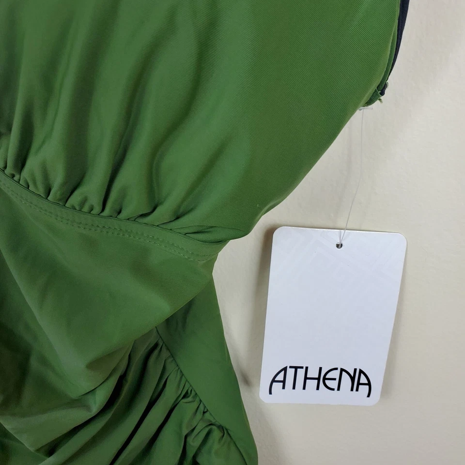 Maiô Feminino Athena 16 Verde Oliva Shirred Maillot One Piece Novo - Imagem 4 de 4