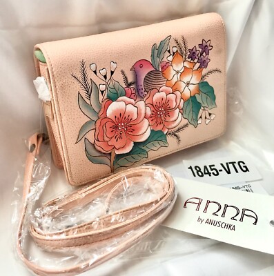 Anuschka Anna NWT Organizer Crossbody Wallet-Vintage Garden 1845-VTG