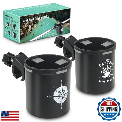 Boat Cup Holder, Marine for Boat Owners, No-Drill Install on Bimini Top Rail