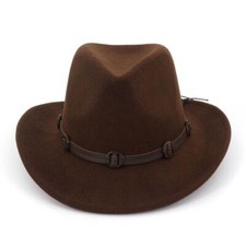Western Cowboy Fedora Hats - Leather Band Felt Trilby Unisex Fashion Headwear