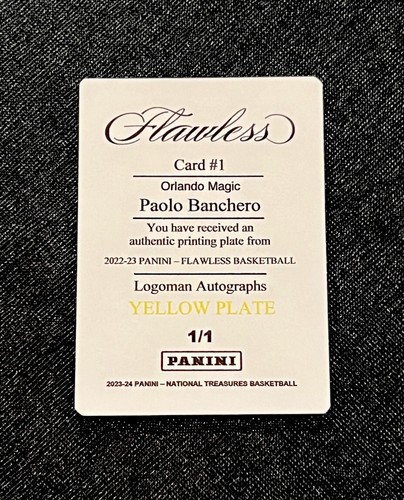 2022 Flawless NBA Rookie Logoman Auto #1 Paolo Banchero RC Printing Plate 1/1