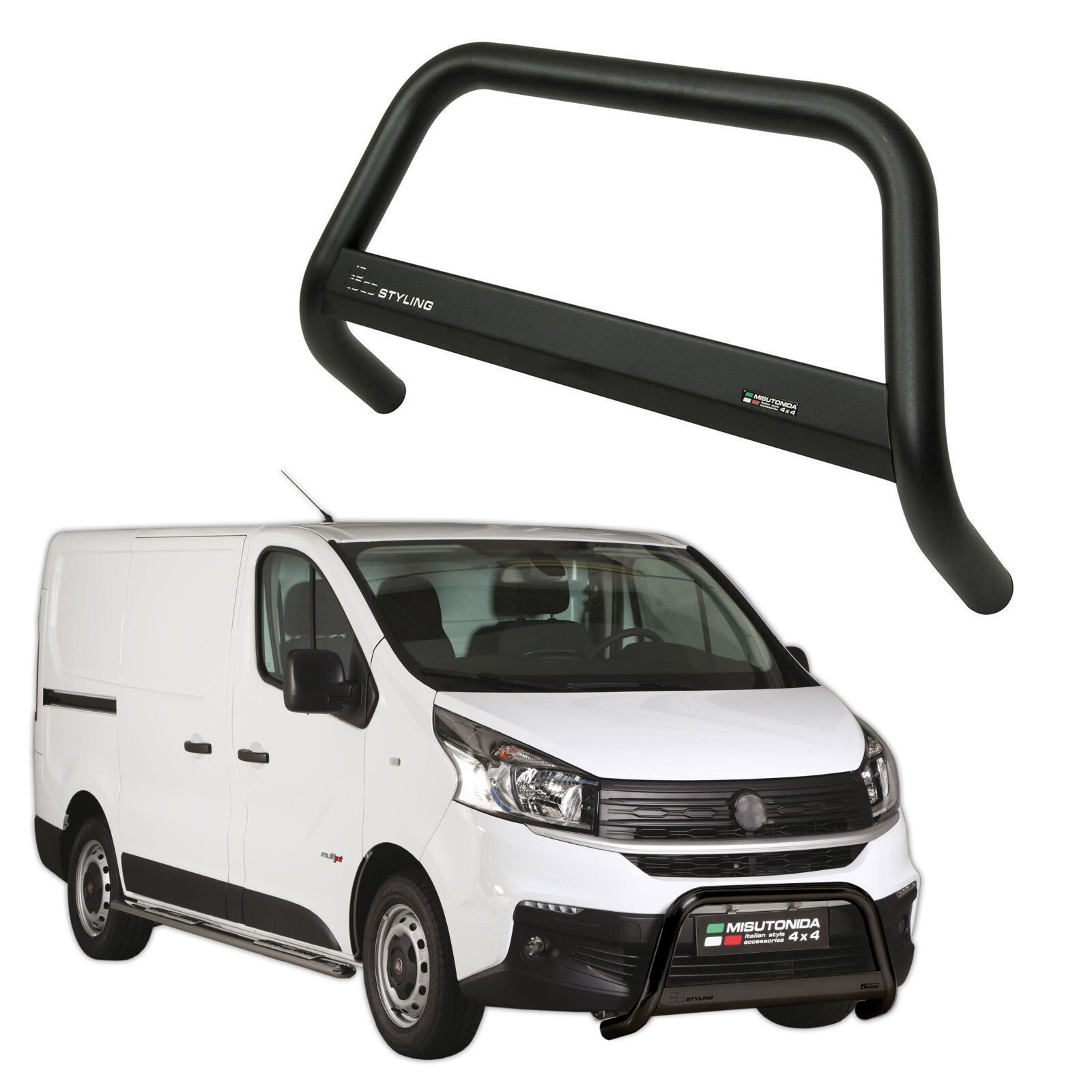 Pare-buffle noir protection avant en acier pour Fiat Talento SWB dès 2016