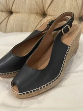 NWOT Toni Pons Black leather espadrilles 40/8.5