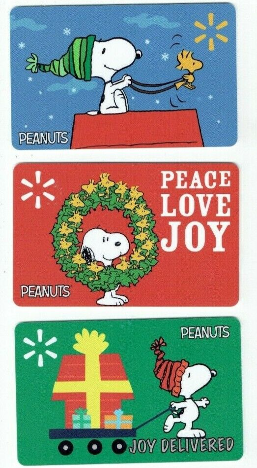 Walmart SNOOPY Gift Card Christmas - LOT of 3 - Peanuts - 2021