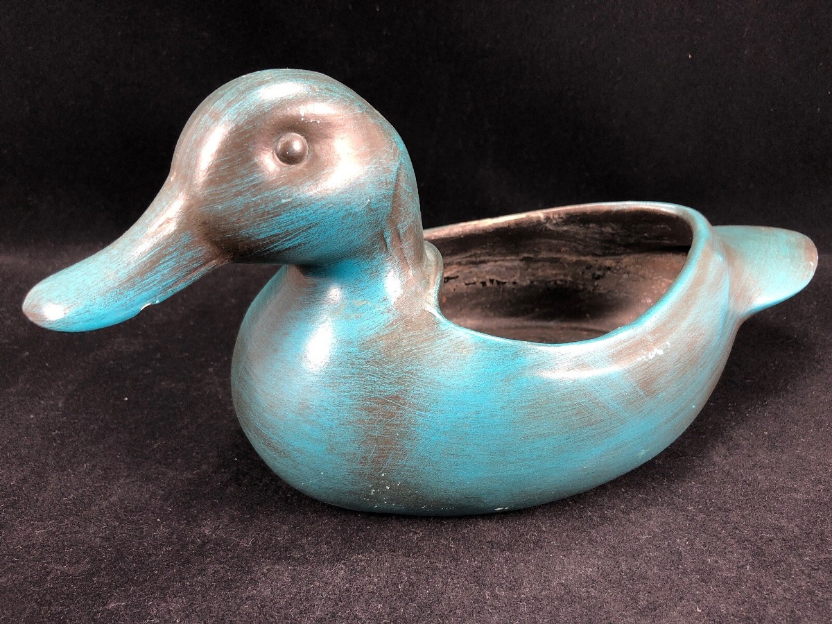 Haeger Vintage Duck Planter Ceramic #3071 - Teal Green - Made in