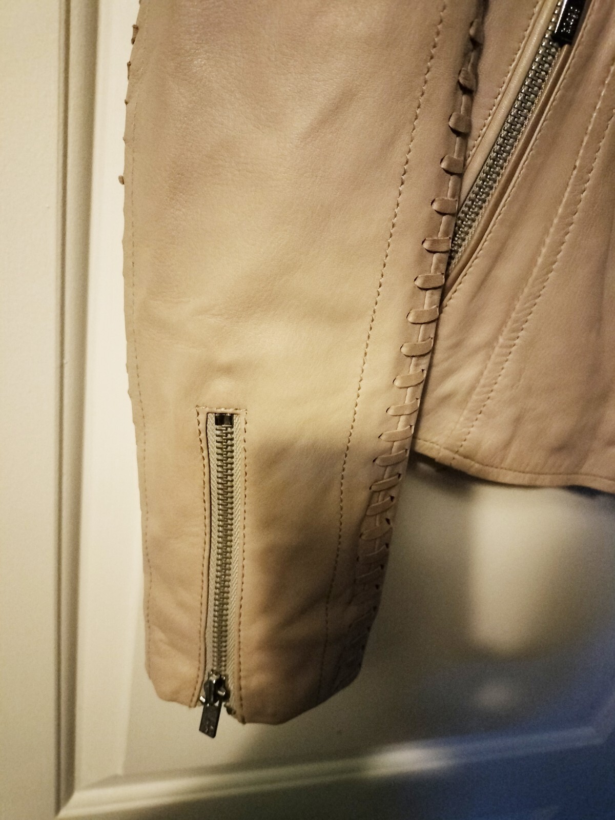 Black Rivet Faux Leather Jacket lace Trim SMALL Women… Gem