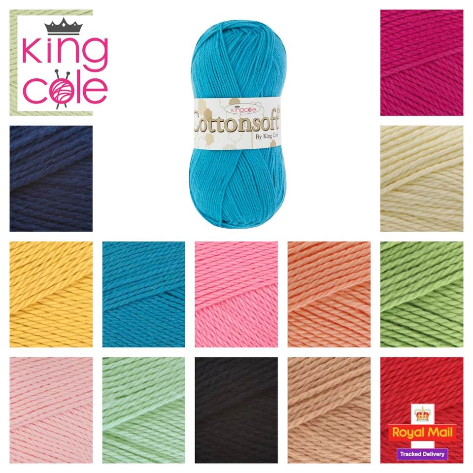 King Cole Cottonsoft DK 100% Cotton Knitting & Crochet Yarn 100g Ball