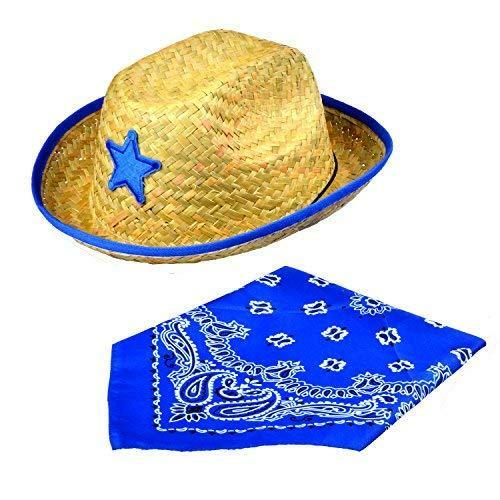Joyin Toy Pack of 12 Childs Straw Cowboy Hats with Bandannas (6 Red &... - Afbeelding 4 van 8