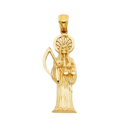 14K Yellow Gold Religious Santa Muerte 