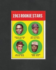 Click to enlarge 1963 Rookie Stars (Rogelio Alvarez / Dave Roberts / Bob Saverine / Tommy Harper)
