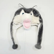 Adult Dog Hat Cap One Size Unisex Grey Fluffy Wolf Neck Lock 