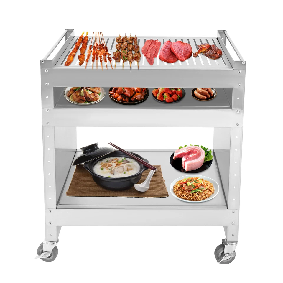 Outdoor Grill Cart with Storage, Rolling Bar Cart Movable Kitchen Island for BBQ - Image 3 of 4