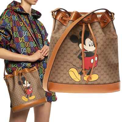 Gucci GG Disney X Mickey Mouse Bucket Leather Handbag Bag New RARE GIFT